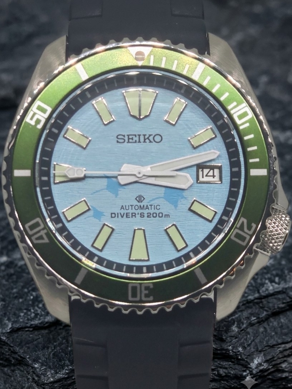 Custom 38mm Automatic Seiko Mod Watch NH35 Baby Blue Diver